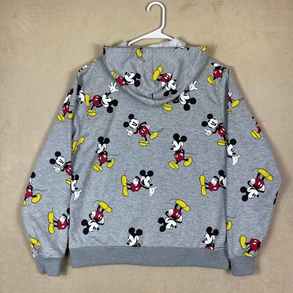 Disney Mickey‎ Mouse Graphic Full Zip Hoodie Jacket Unisex XL Gray Pockets NWT - Picture 10 of 11